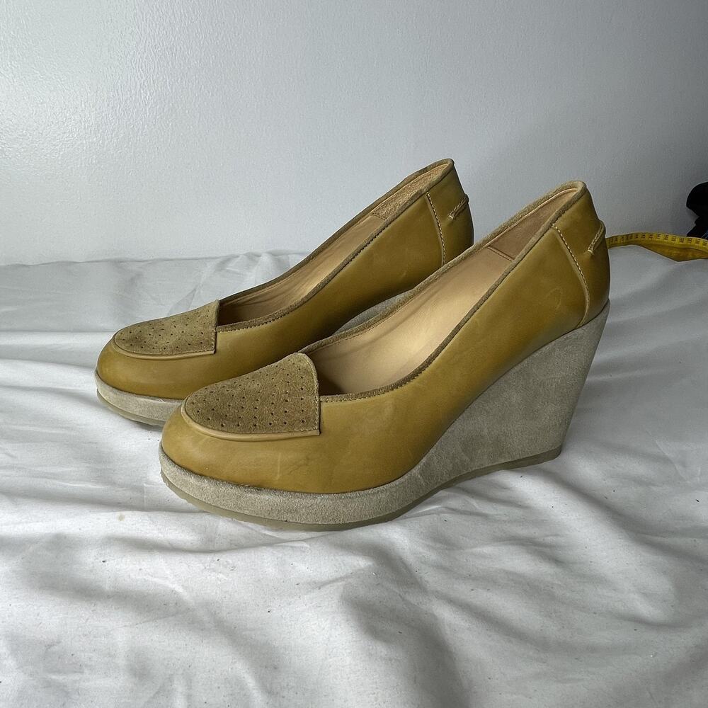 A.P.C. Shoes Womens Size 8 Beige 41 Wedge Loafers Suede Leather Rue Madame Paris - Picture 3 of 7